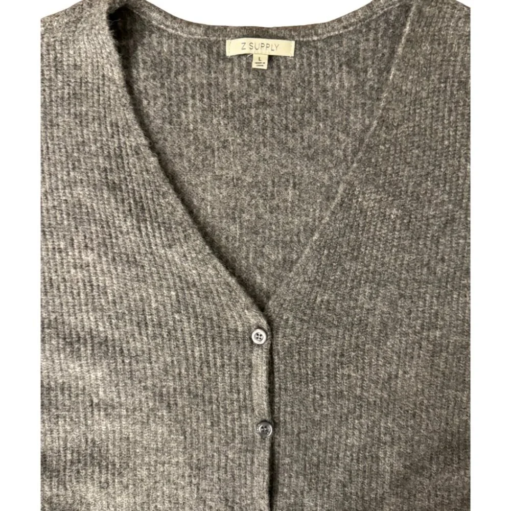 Z Supply Emile V-Neck Cardigan in Grey in Size Large - Picture 5 of 6